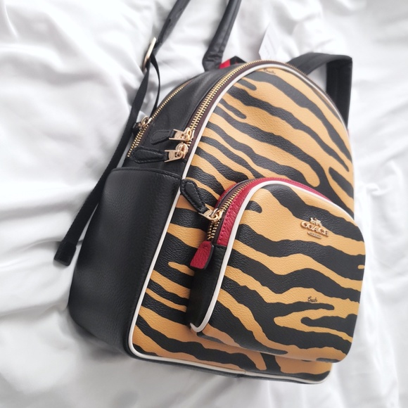 NEW COACH COURT BACKPACK WITH TIGER PRINT C6987 GOLD/HONEY/BLACK $398 main image 5